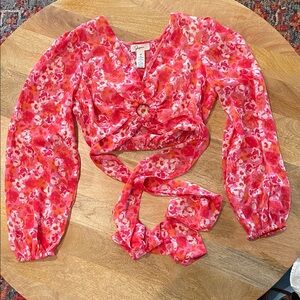 Japna Pink and Orange Floral Blouse
